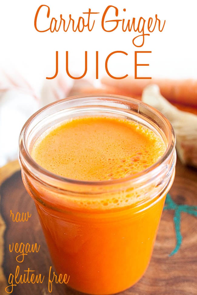 Carrot Ginger Juice photo with text.