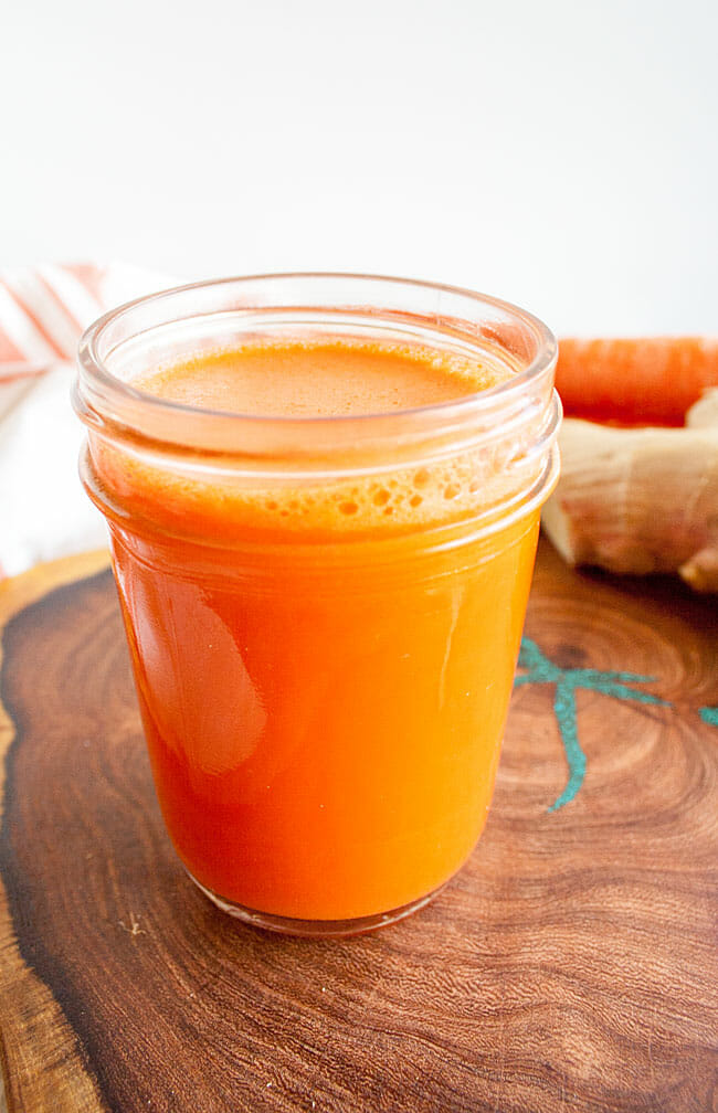 Carrot Juice with ginger close up.