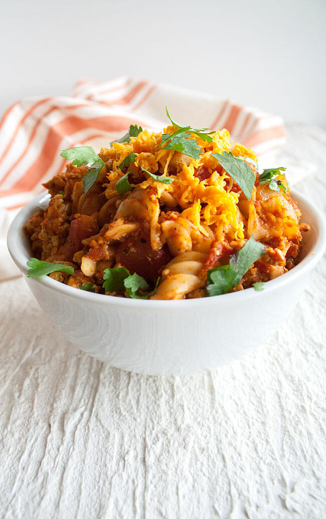 Vegan Taco Pasta in a bowl.