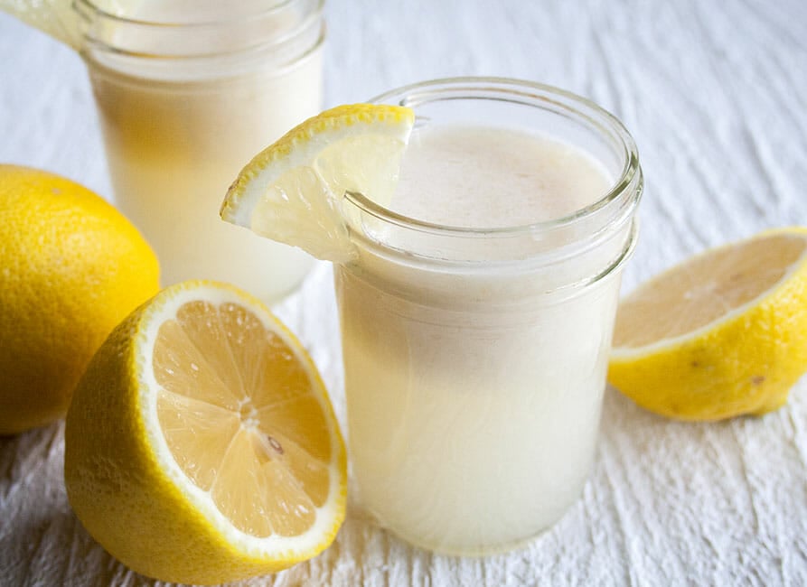 Lemon and Coconut Drink close up.