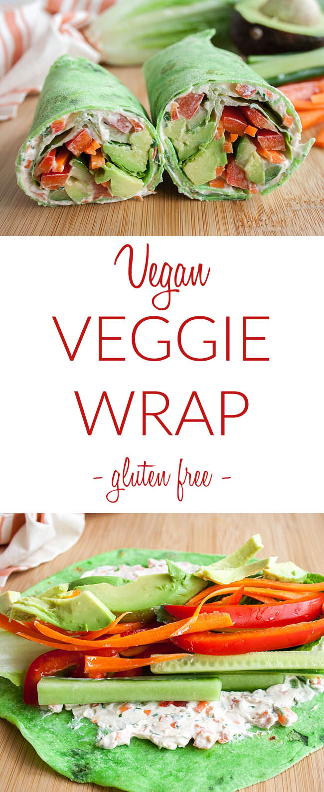 Vegan Veggie Wrap collage photo with text.
