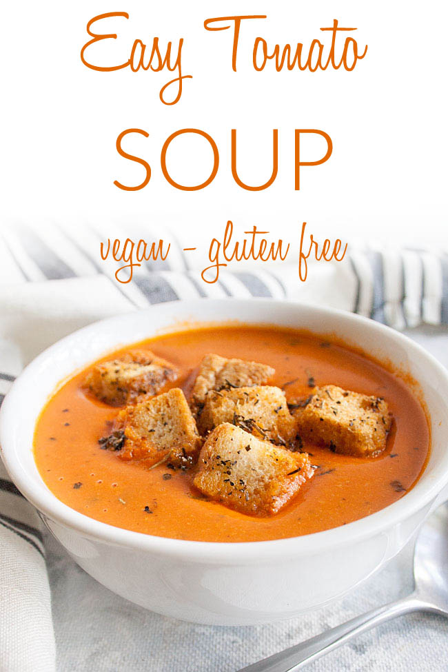 Easy Creamy Tomato Soup Recipe photo with text.