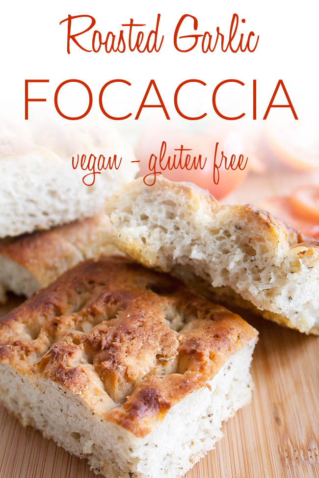 Roasted Garlic Focaccia photo with text.