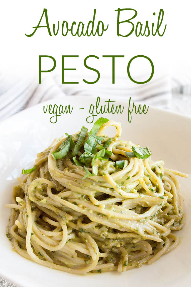 Vegan Avocado Pesto photo with text. 