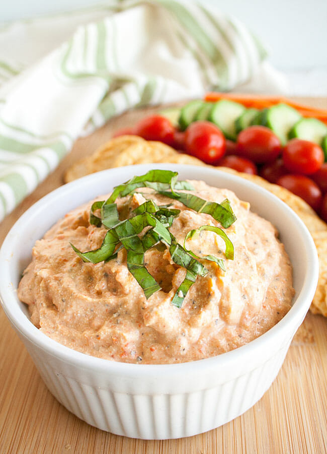 Cheesy Vegan Roasted Red Pepper Dip - Create Mindfully