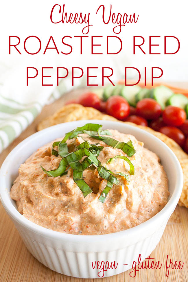 Cheesy Roasted Red Pepper Dip photo with text.