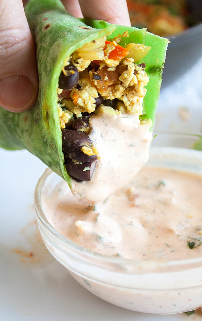 Tofu Scramble and Black Bean Breakfast Burrito