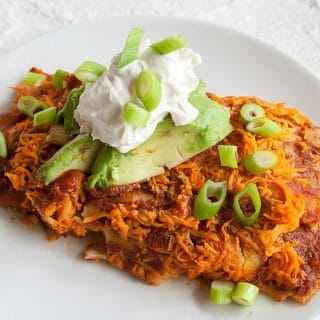 Vegan Enchiladas on a plate.