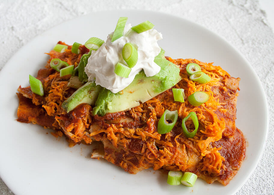 Vegan Enchiladas on a plate.