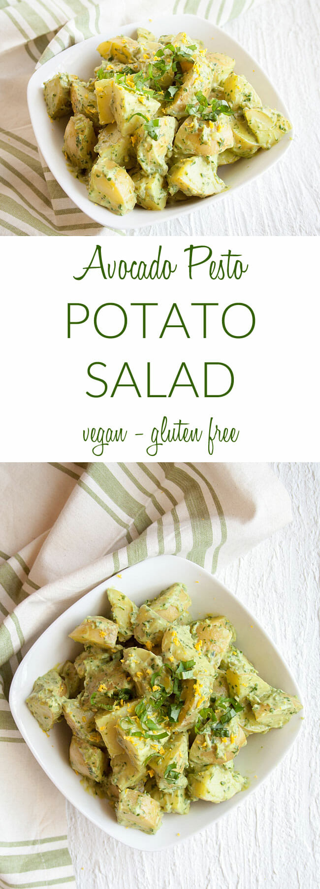Pesto Potato Salad collage photo with text.