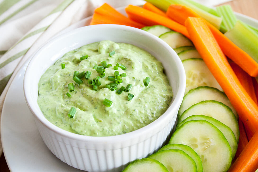 Green Goddess Dip close up.