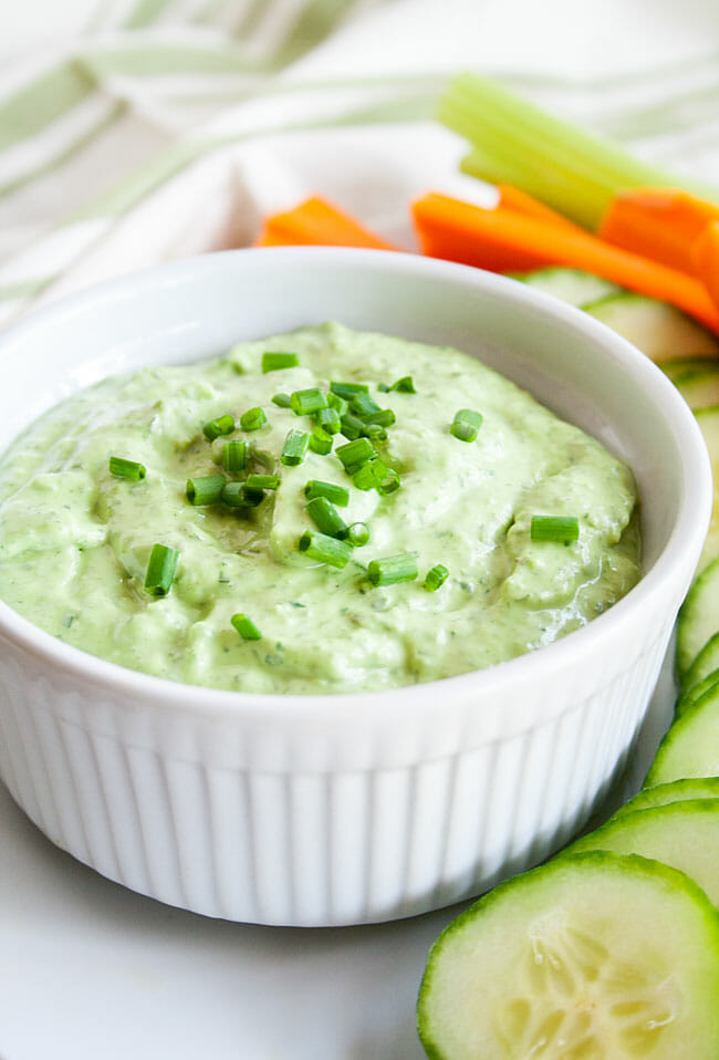 Green Goddess Dip close up.