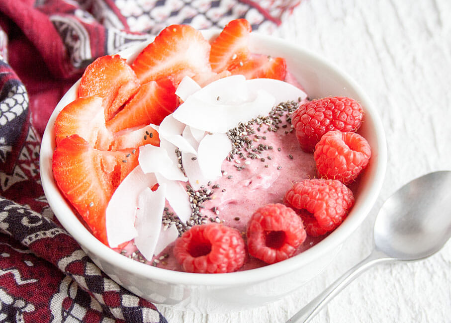 Keto Smoothie Bowl close up.