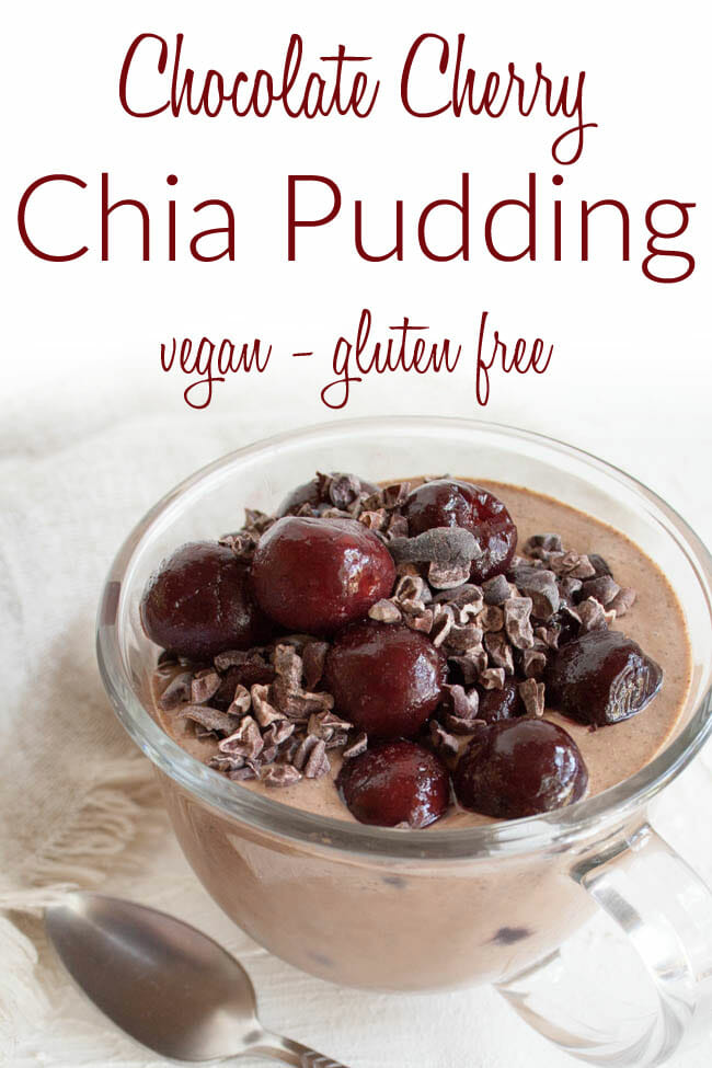Chocolate Cherry Chia Pudding photo with text.