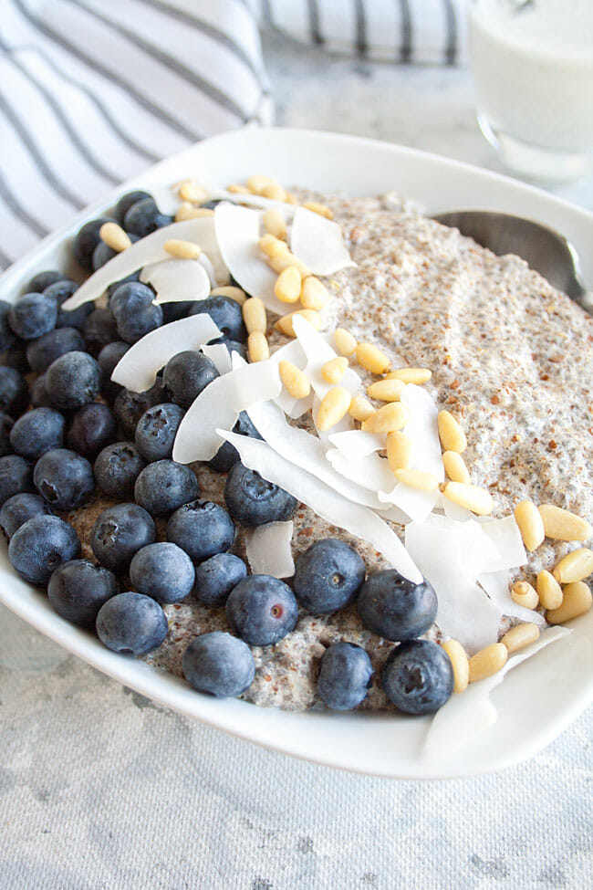 Spiced Chia Seed Porridge in a bowl.