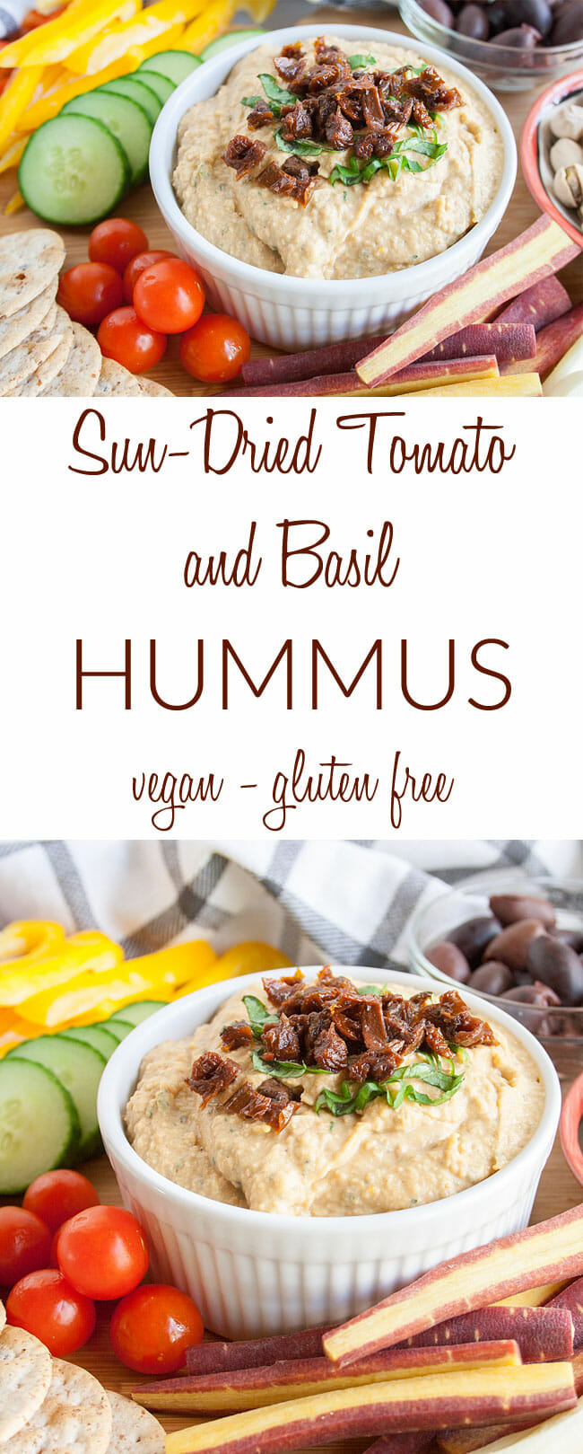 Vegan Hummus collage photo with text.