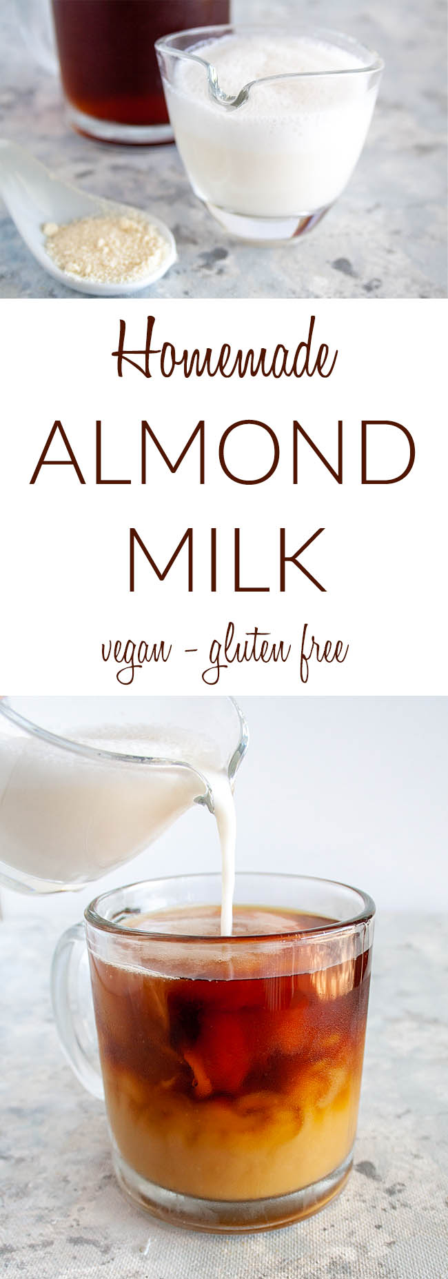 Vegan Almond Milk photo collage with text.