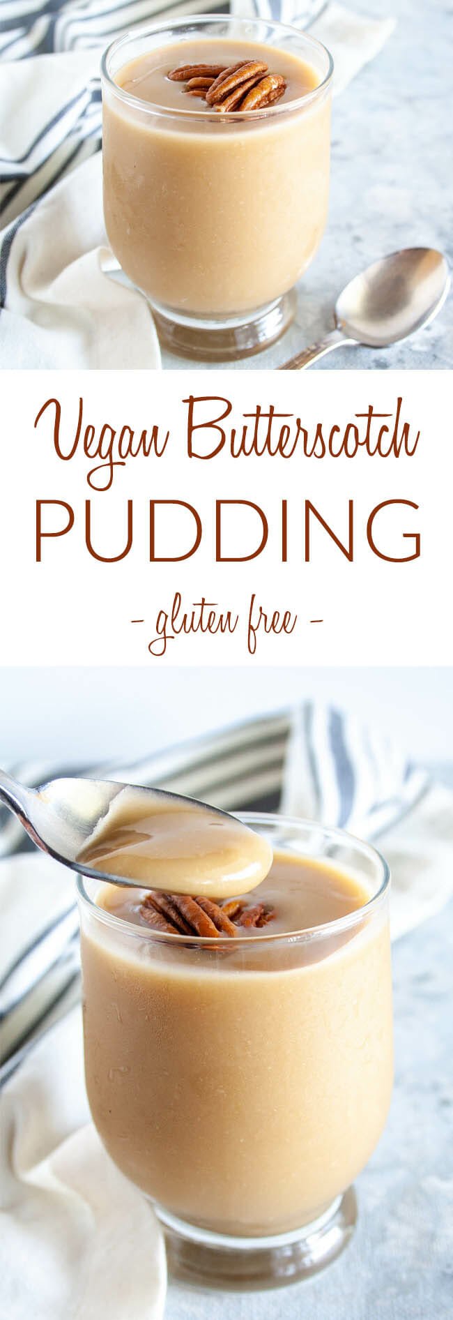 Vegan Butterscotch Pudding collage photo with text.
