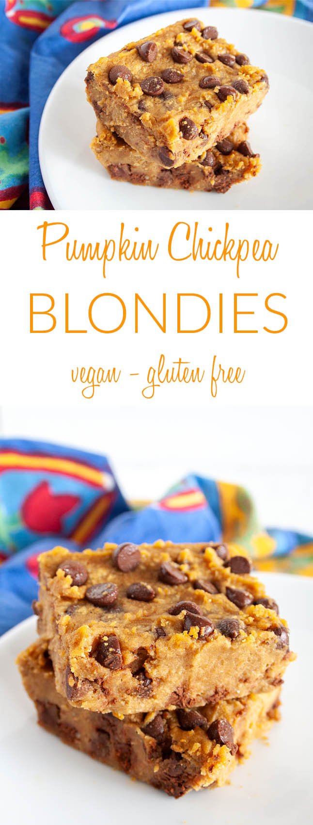 Pumpkin Chickpea Blondies collage photo with text.