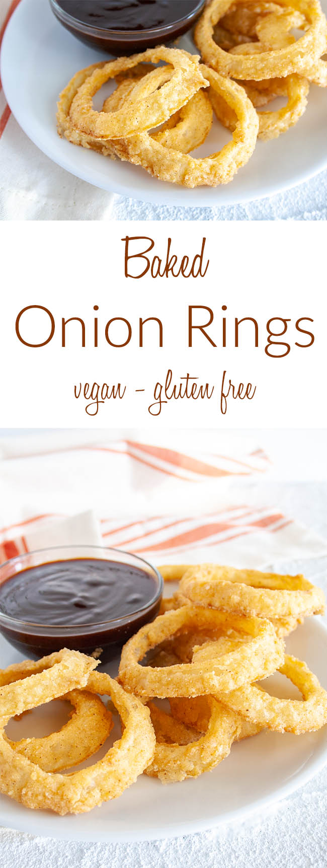 Baked Vegan Onion Rings collage photo with text.