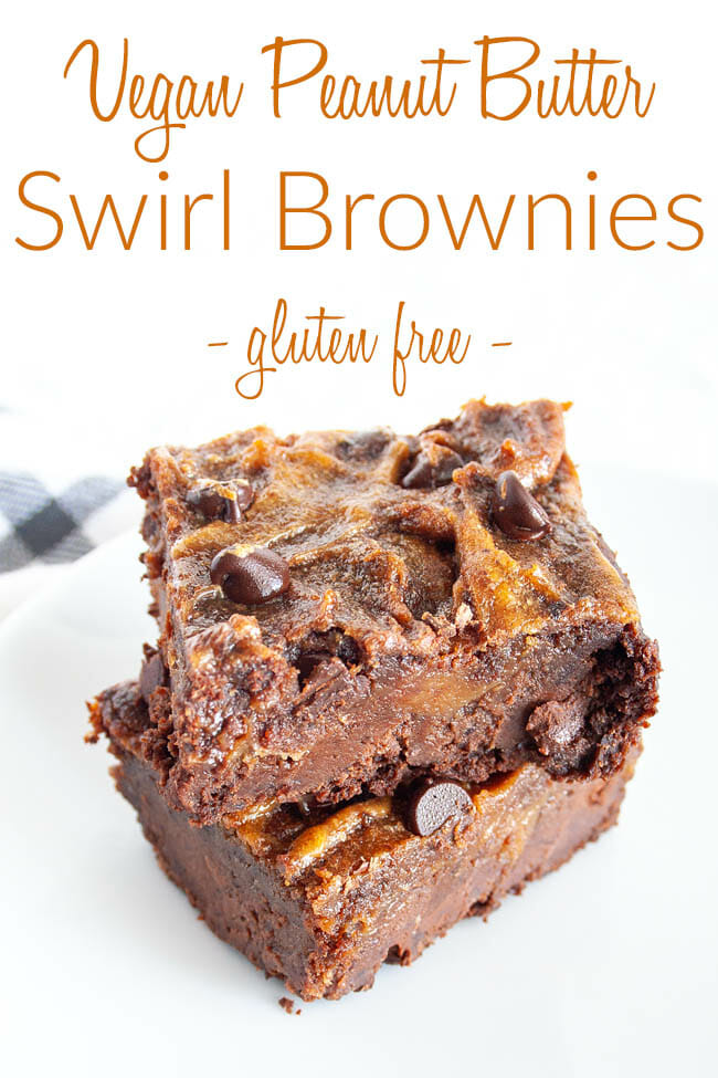 Vegan Peanut Butter Swirl Brownies photo with text.
