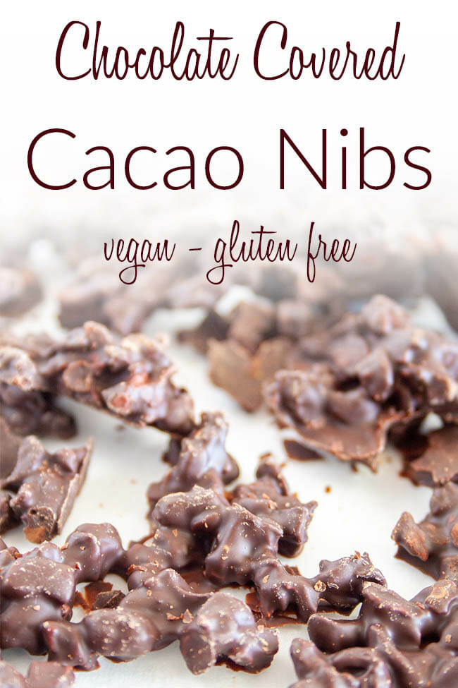 Chocolate Covered Cacao Nibs photo with text.