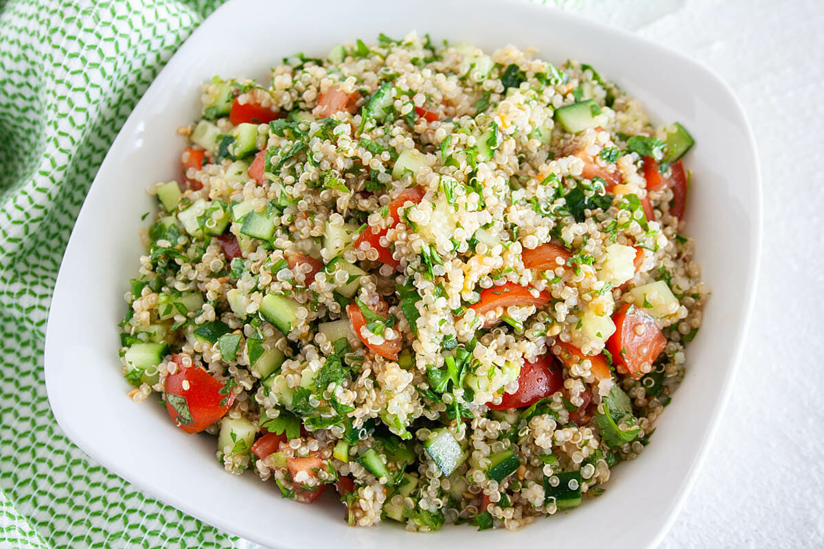 Quinoa Tabbouleh close up.