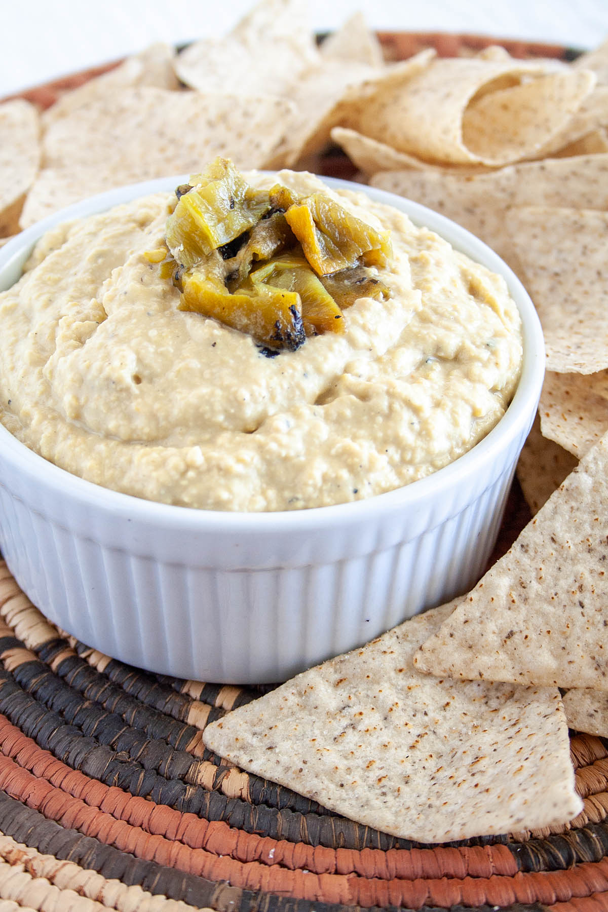 Roasted Hatch Chile Hummus close up.