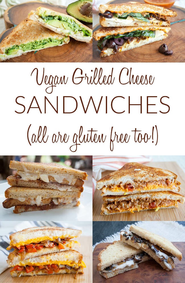 Vegan Grilled Cheese Sandwich Recipes collage photo with text.