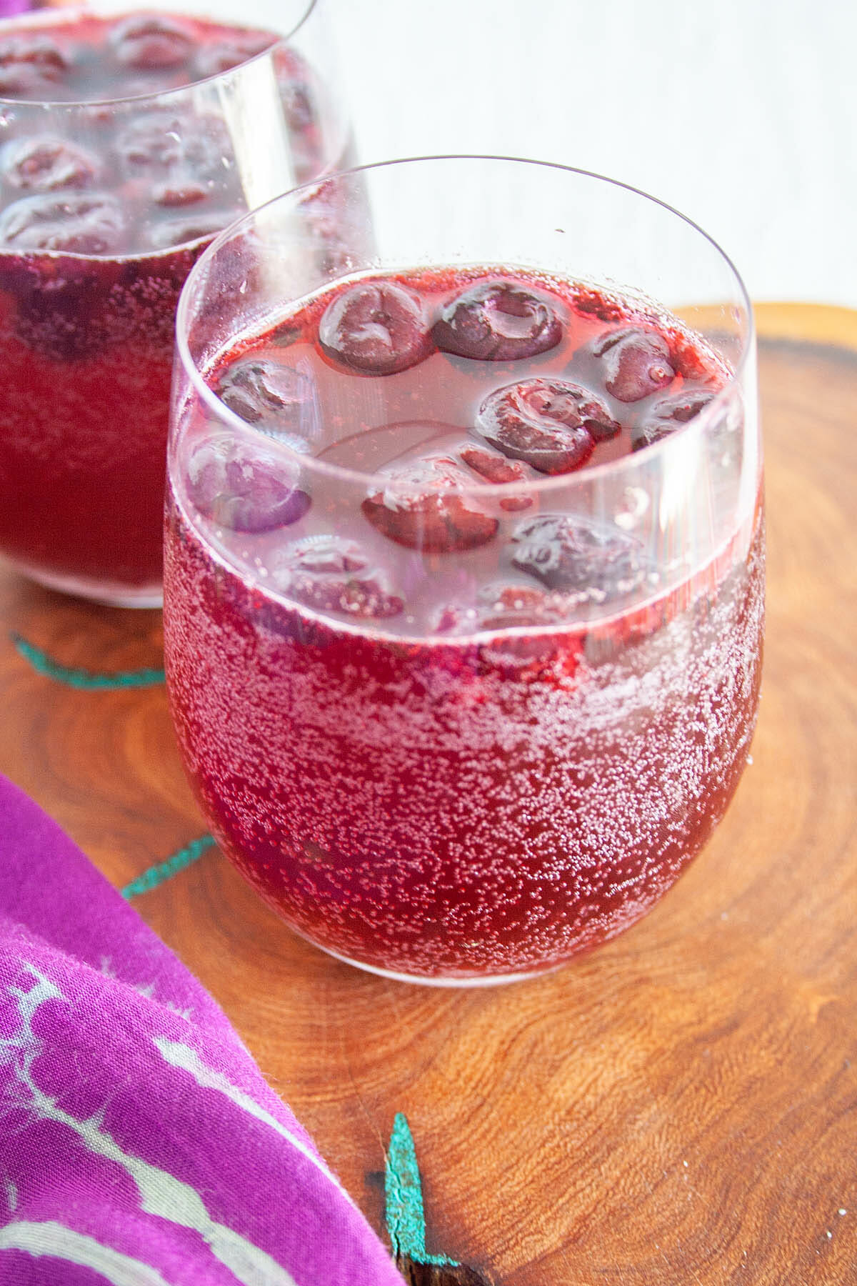 Blueberry Hibiscus Kombucha close up.