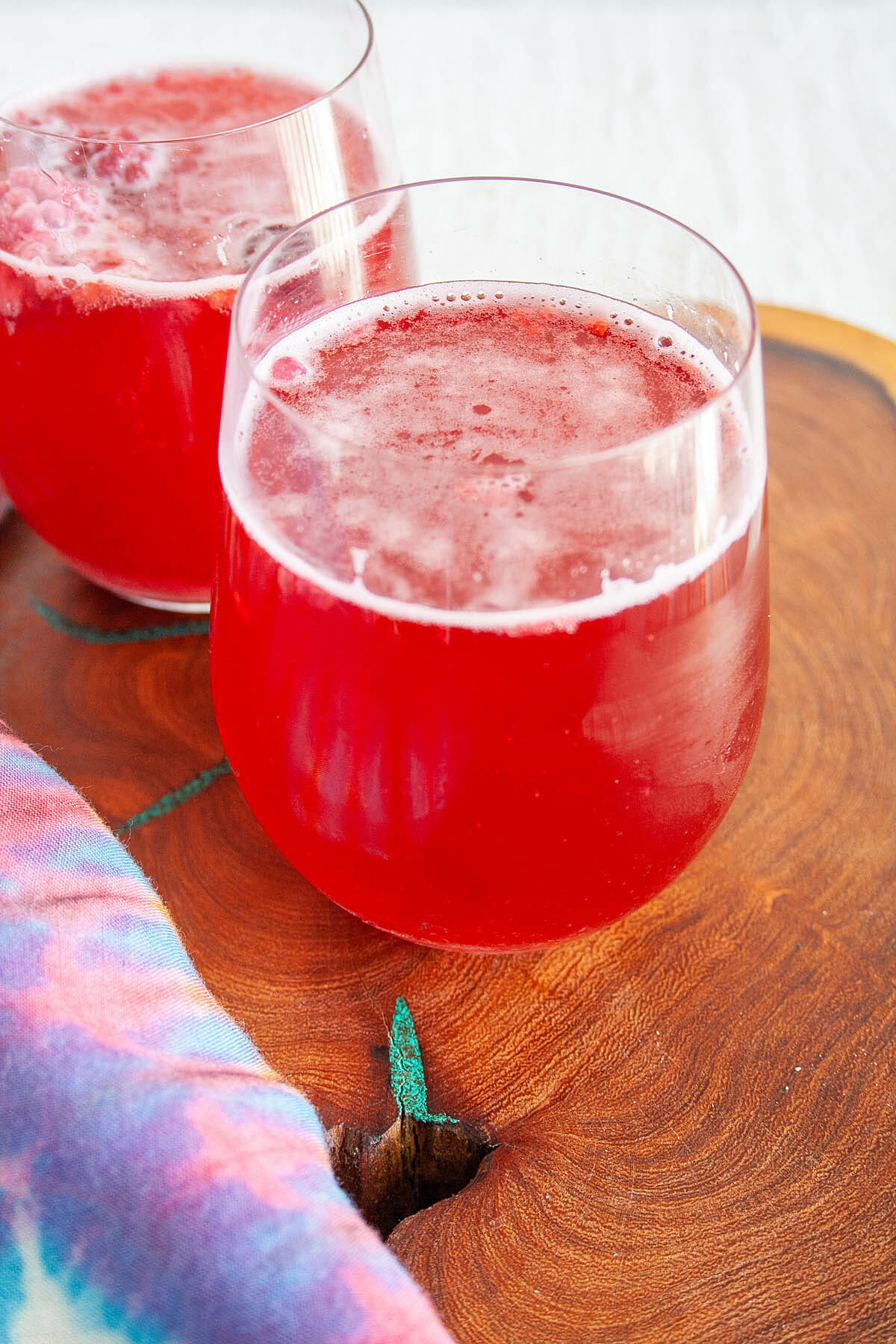 Mixed Berry Hibiscus Kombucha close up.