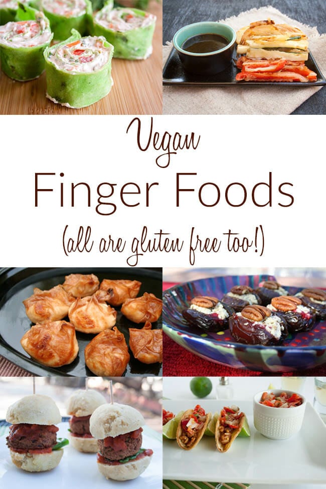 Vegan Finger Foods collage photo with text.