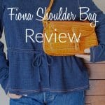"SINBONO Fiona Shoulder Bag Review" written on photo of a woman with Fiona bag.