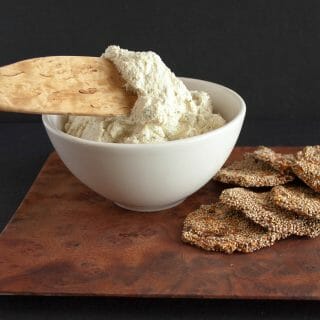 Tofu Ricotta close up with crackers.