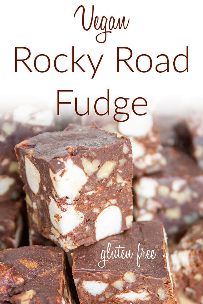Vegan Rocky Road Fudge photo with text.