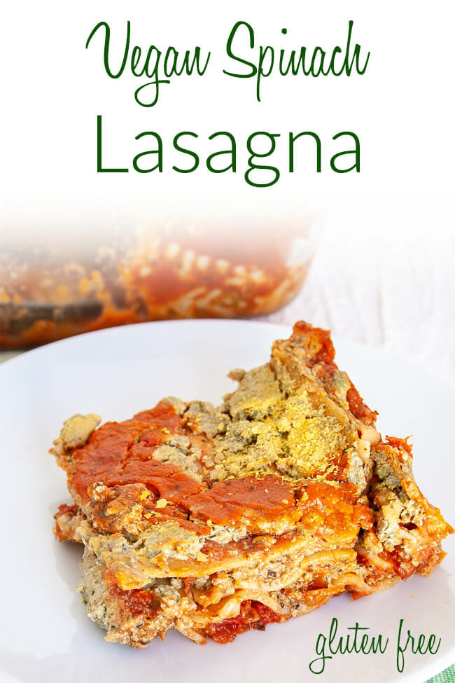 Vegan Spinach Lasagna photo with text.