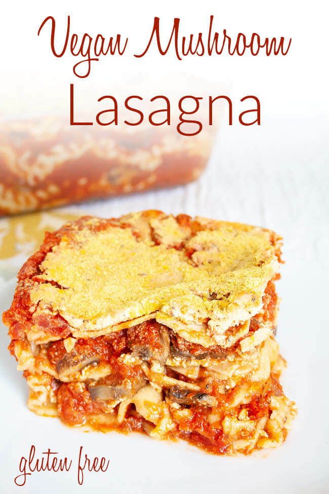 Vegan Mushroom Lasagna photo with text.