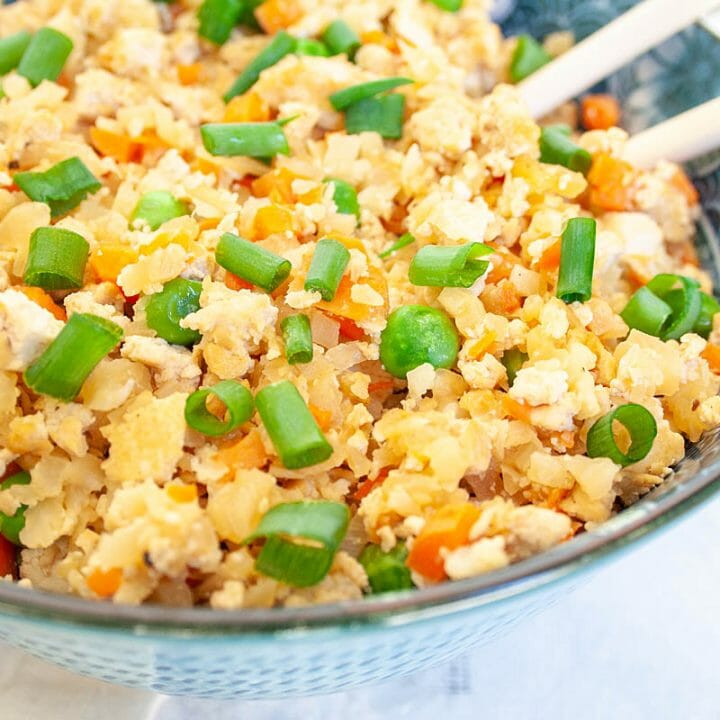 Vegan Cauliflower Fried Rice with Tofu - Create Mindfully