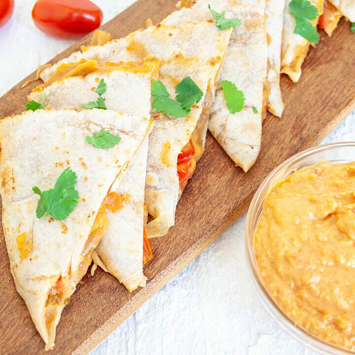 Hummus Quesadilla with Caramelized Onions Create Mindfully