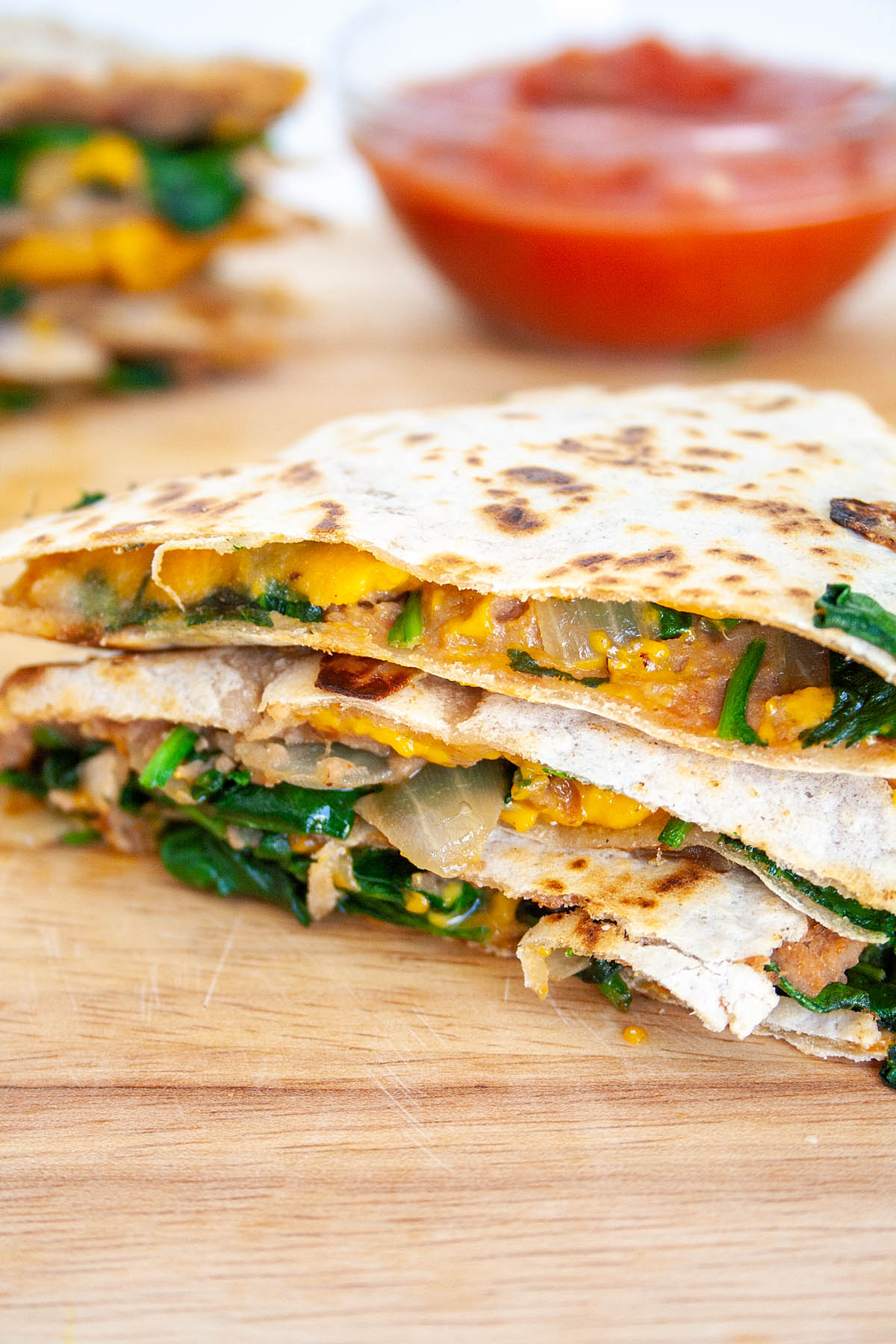 Spinach and Refried Bean Quesadilla