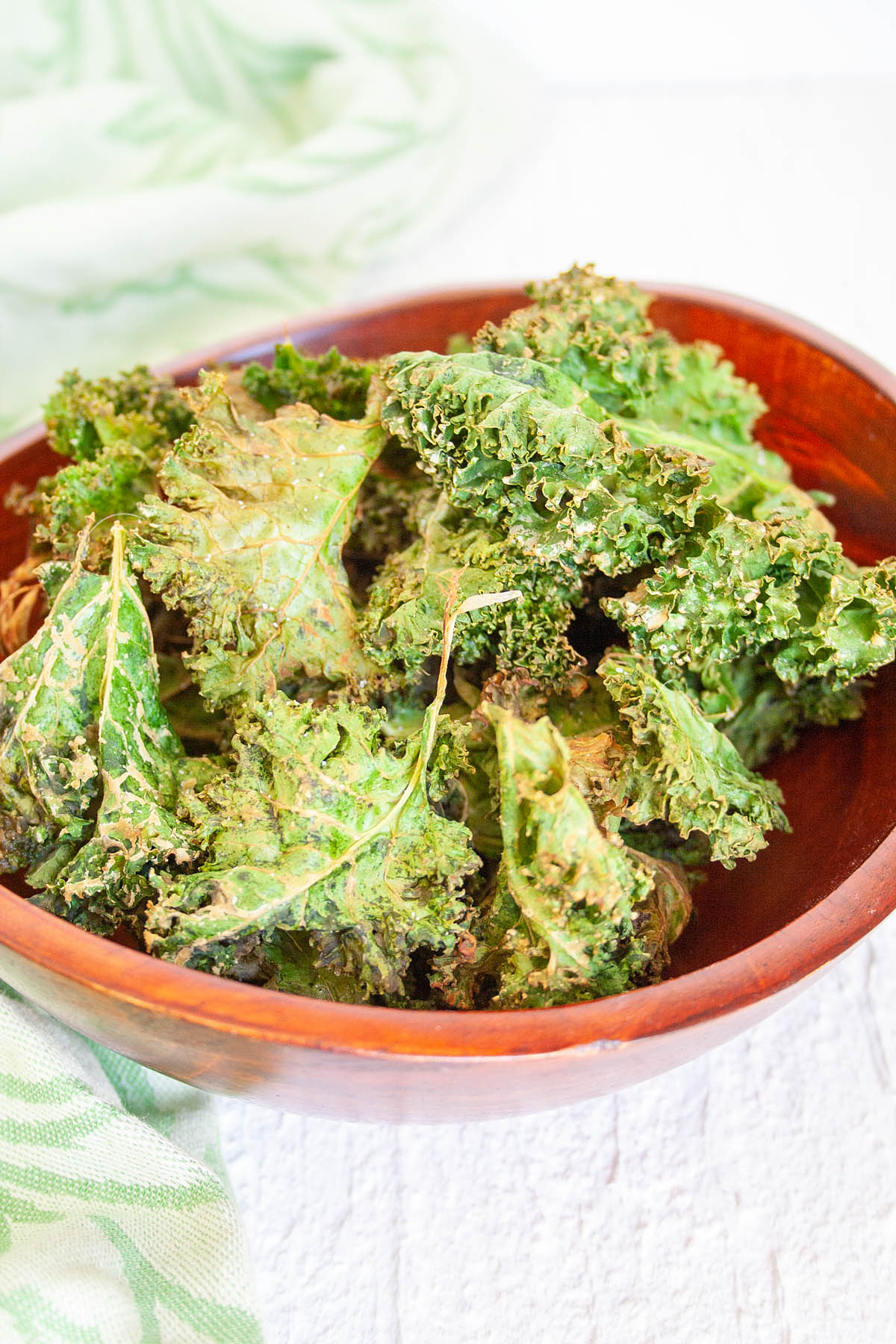 Wasabi Kale Chips in bowl.