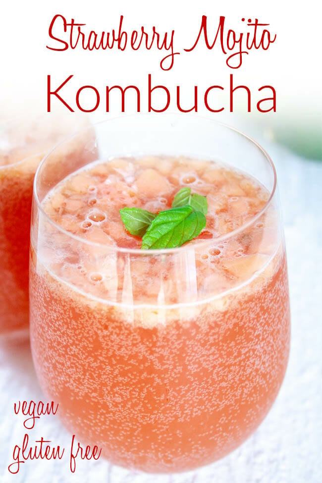 Strawberry Mojito Kombucha photo with text.
