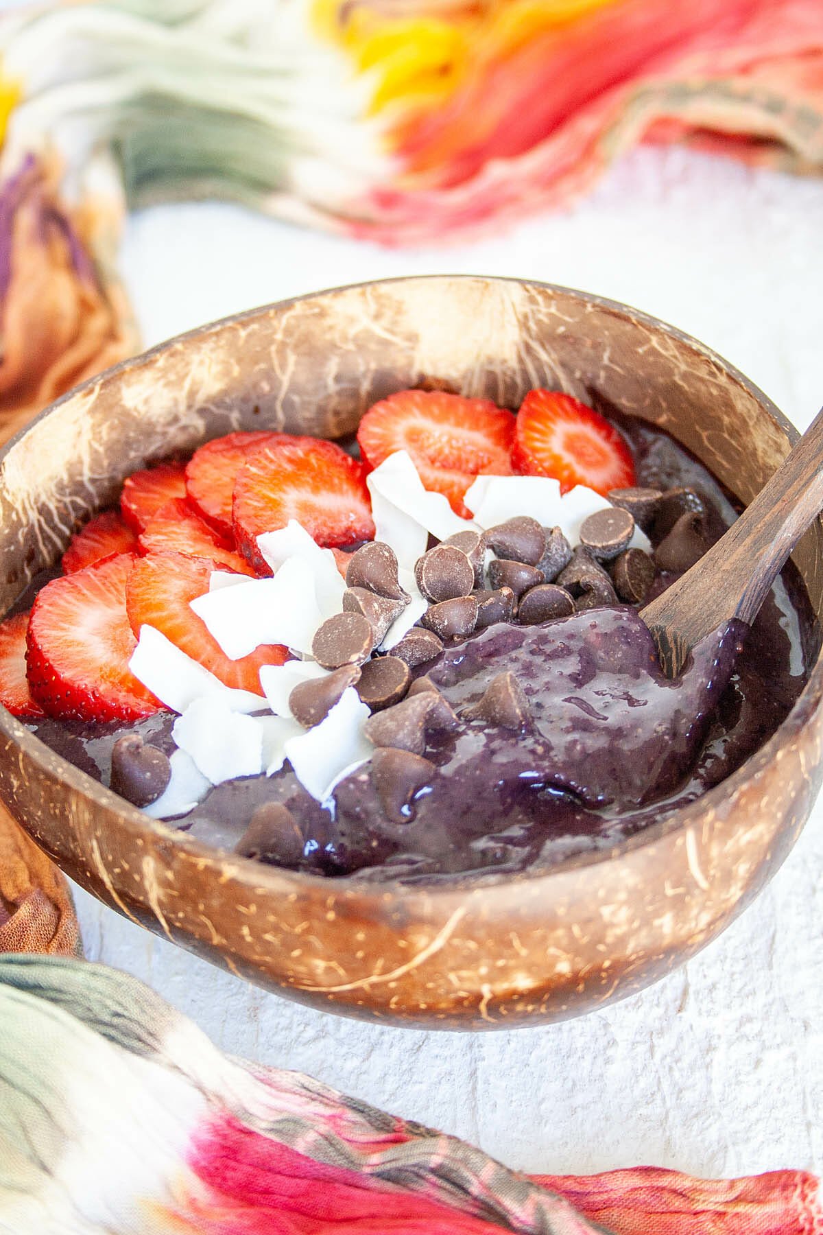 Superfood Smoothie Bowl in a bowl close up.