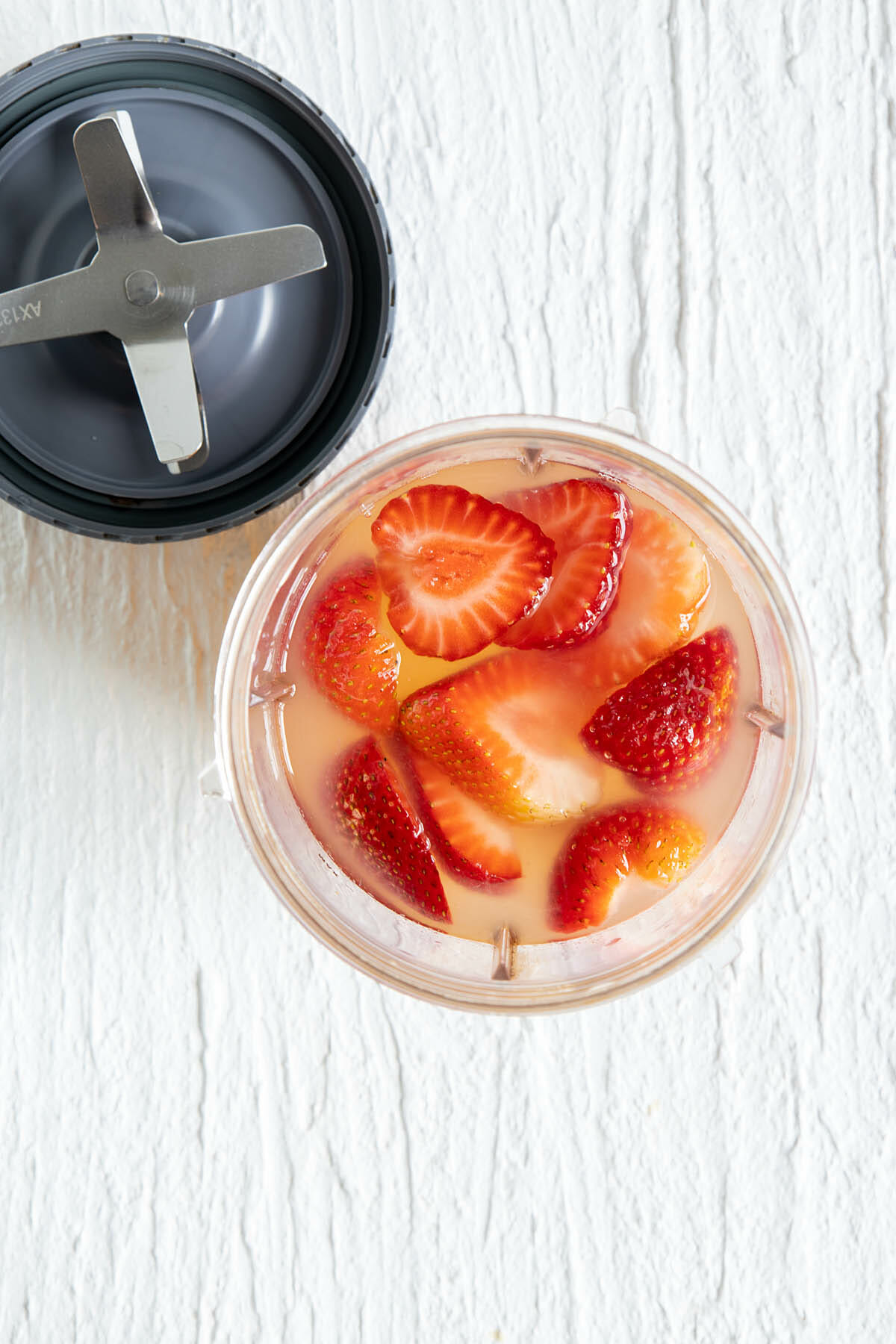 Ingredients in a blender before blending.