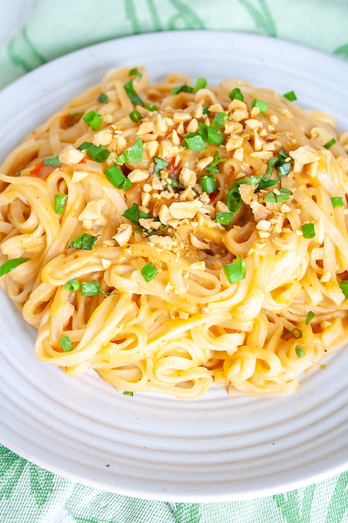 Thai Peanut Noodles on plate.