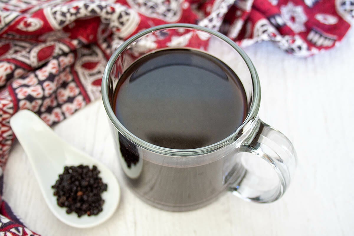 Elderberry Tea in a mug.