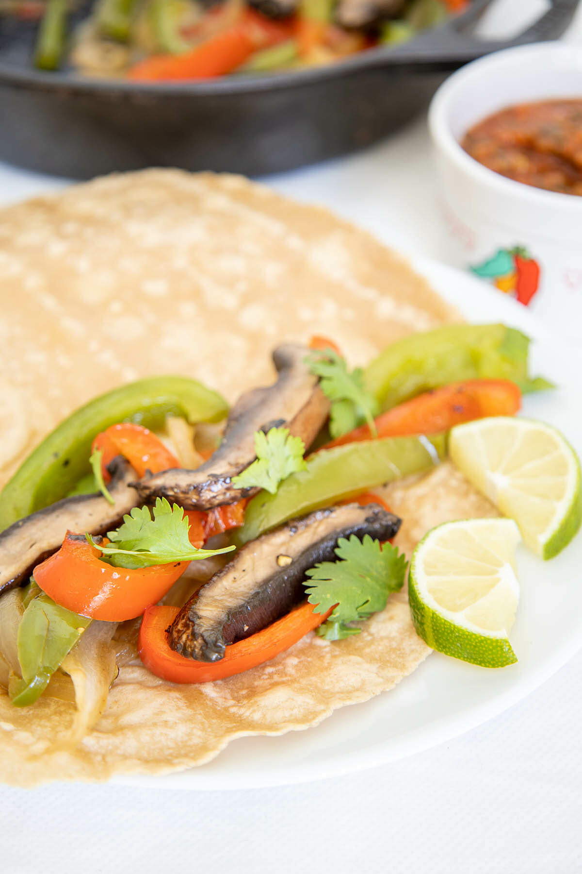 Portobello Fajitas on a plate.