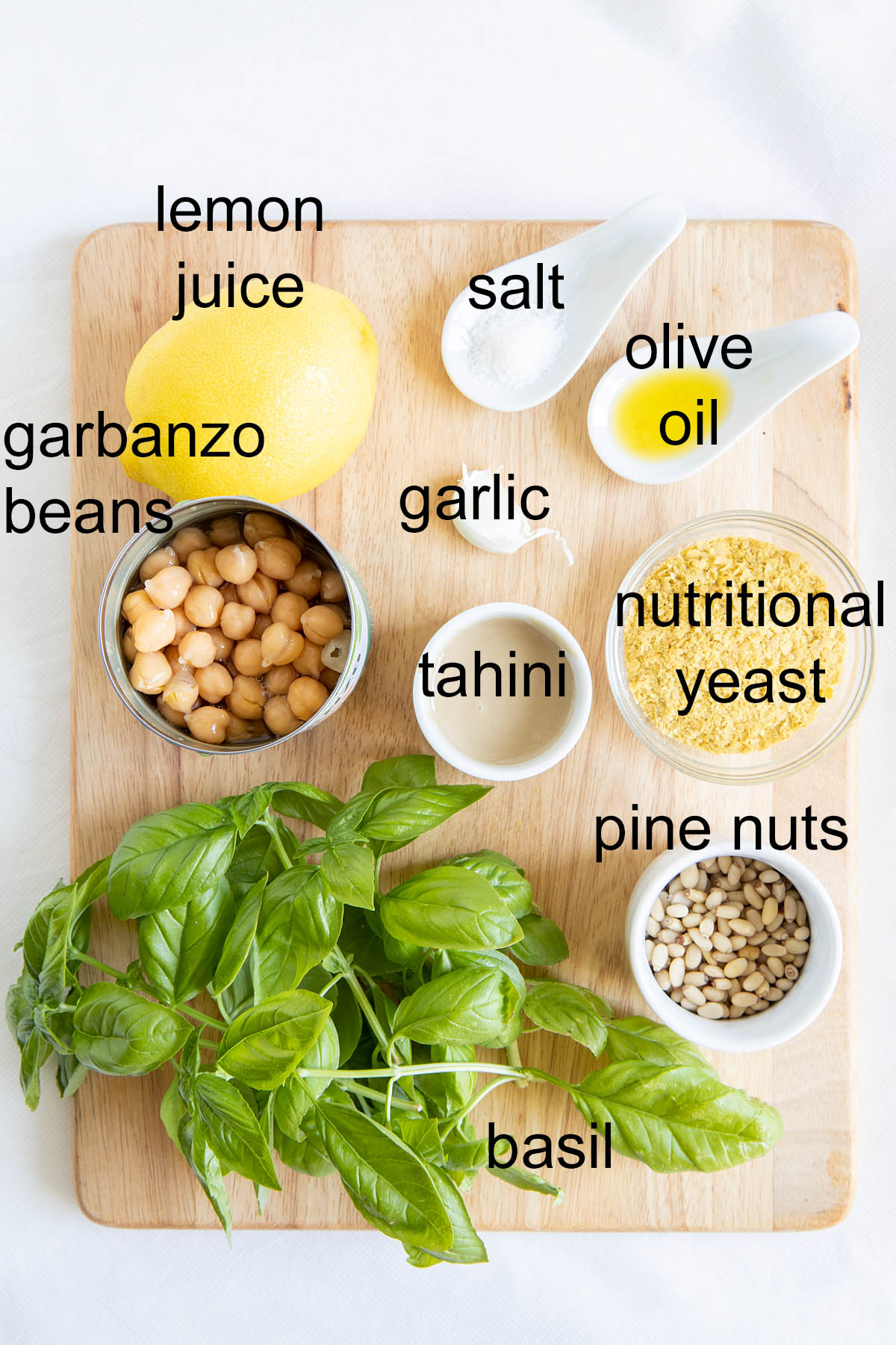 Ingredients with labels.