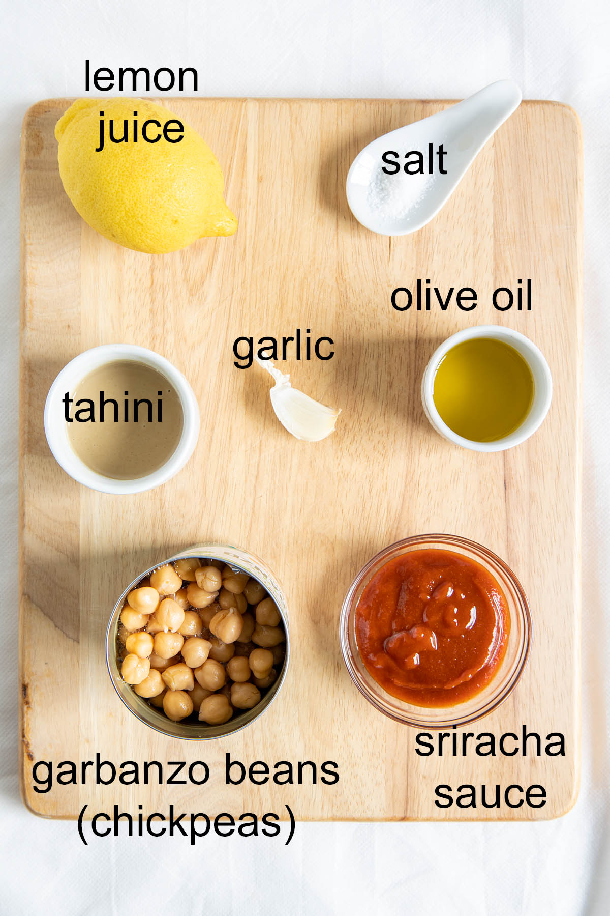 Ingredients with labels.