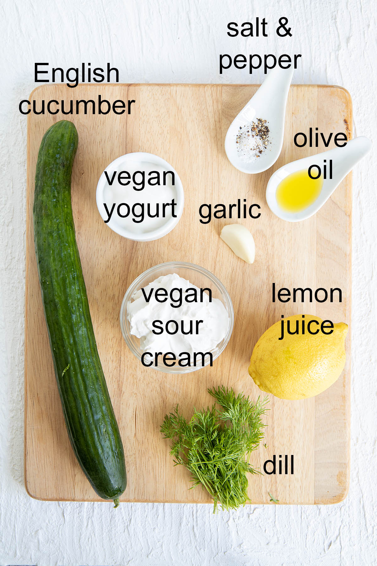 Ingredients with labels.